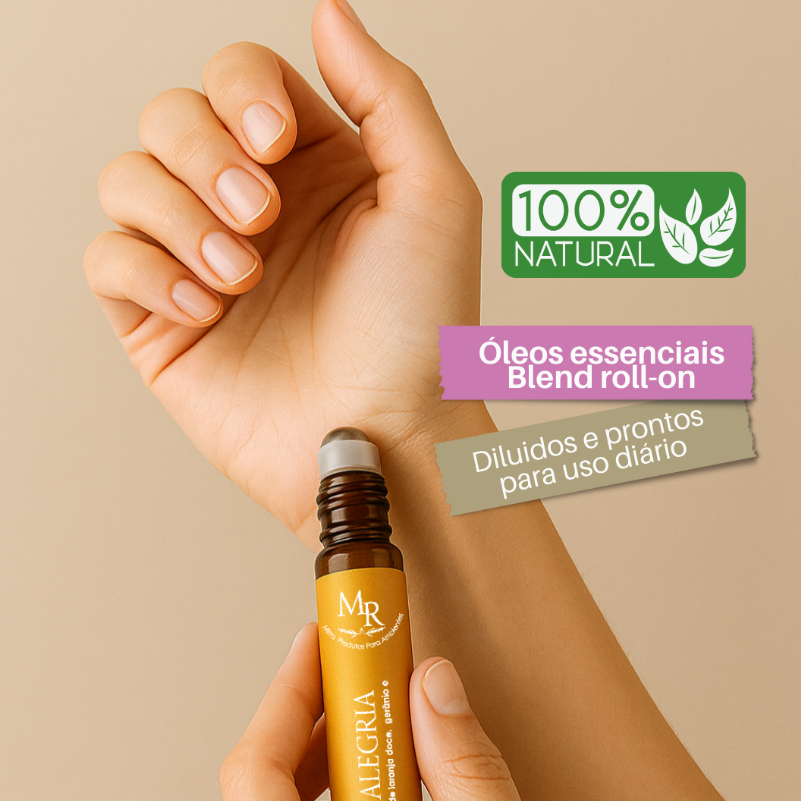 Blends de Aromaterapia Roll-on 10mL - óleos essenciais diluídos - uso tópico para bem-estar diário