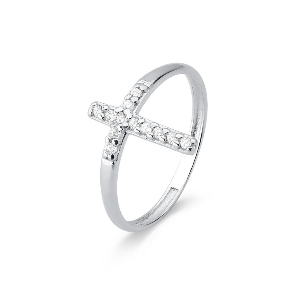 Anel de Prata 925 Cruz com Zircônias Cravejadas em Oferta na Shopee