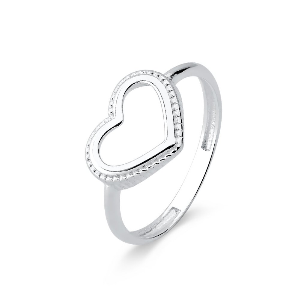 Anel de Prata 925 Coração Vazado e Detalhado em Oferta na Shopee