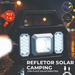 Lanterna Solar Portátil Led Camping com Powerbank 1K Lúmens de Alta Potência USB Bivolt