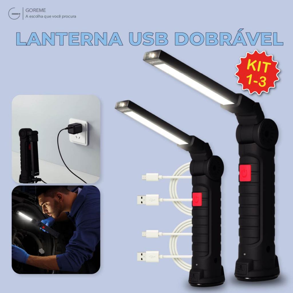 Lanterna Portátil Dobravél de Trabalho de Reparo Pro e Lite com Ímã Led Multifuncional Bivolt em Oferta na Shopee