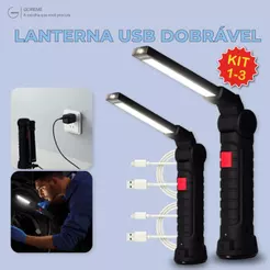Lanterna Portátil Dobravél de Trabalho de Reparo Pro e Lite com Ímã Led Multifuncional Bivolt