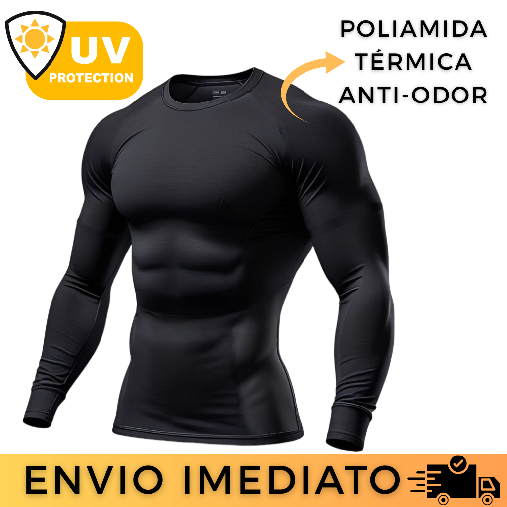 Camisa Térmica Masculina Poliamida Anti Odor Manga Longa Proteção Uv50+ Microfibra Tecido Gelado em Oferta na Shopee