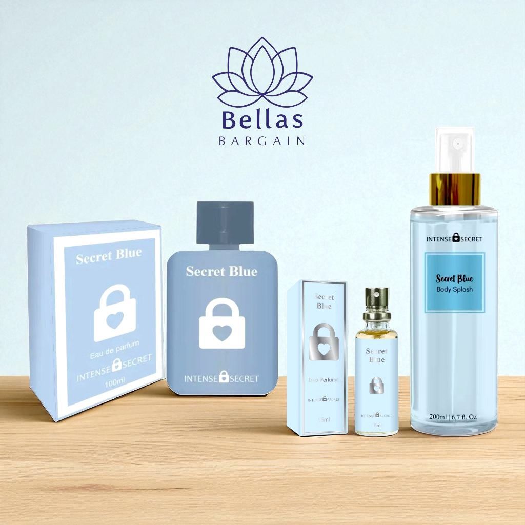 Kit Intense Secret Blue – Body Splash + Deo Parfum 100ml + Mini 15ml | Bellas Bargain