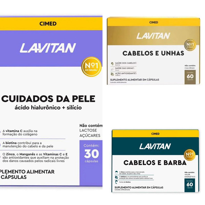 Suplemento Vitamínico Lavitan Hair Cabelos e Unhas 60 Cápsulas Lavitan Cabelos e Barba 60 Cápsulas Lavitan Pele