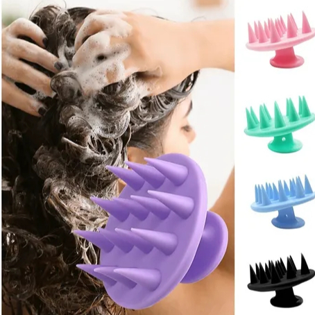 Kit 1/3/5 Escovas Massageadoras de Couro Cabeludo em Silicone Anti-Deslizante Cuidado Saúde Flexível