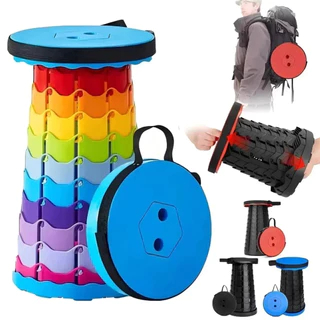 Banquinho Retrátil Dobrável Portátil 150kg Banco Mágico Arco-Íris Ajustável para Camping Viagem em Oferta na Shopee