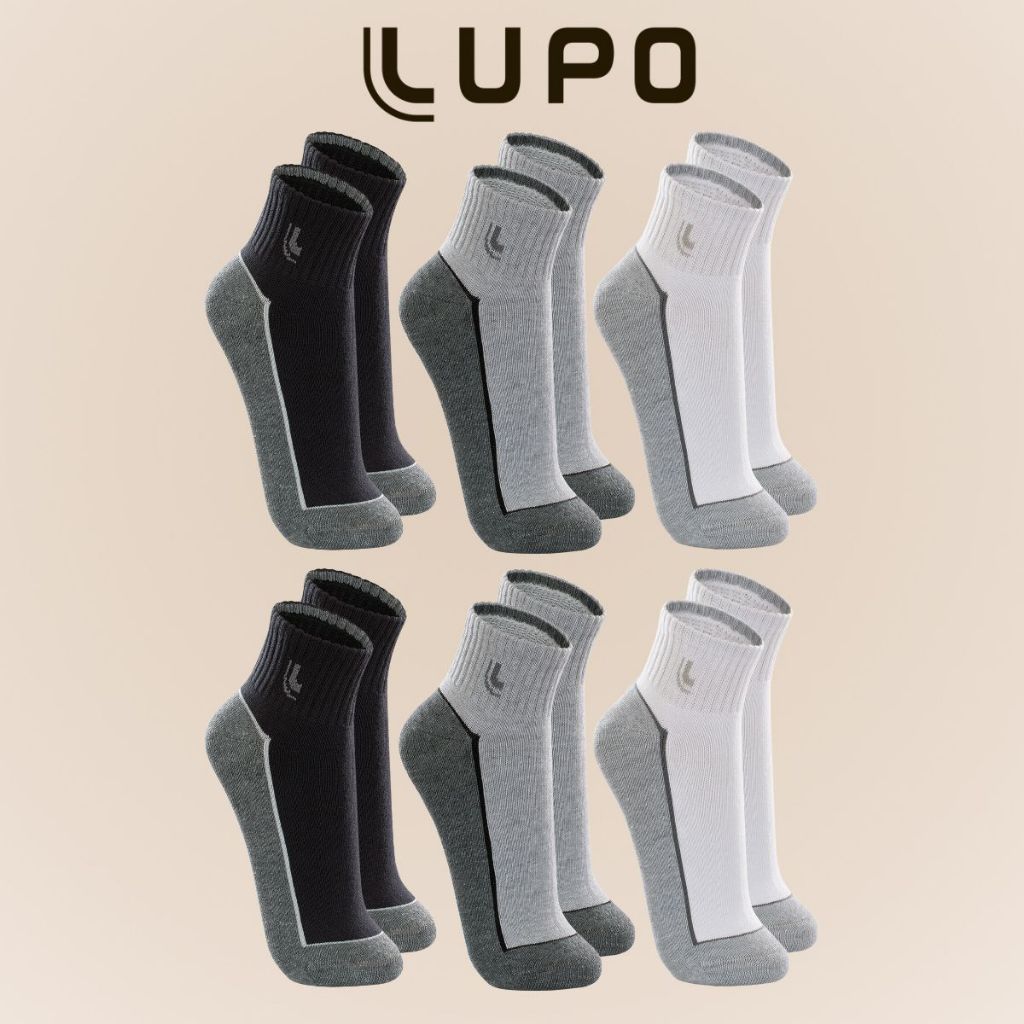Kit Lupo 6 Pares De Meias Sport Cano Curto Plus Size Unissex Algodao Ajuste Perfeito 37 ao 48