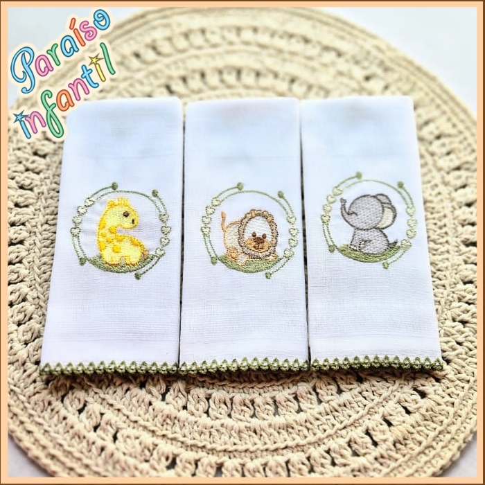 KIT 3 Fralda de Boca , Babete , Pano de boca , Lenço de boca 33x33cm 100% Algodão em Oferta na Shopee