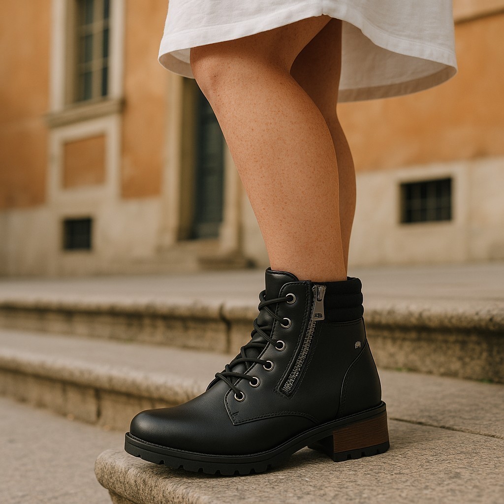 Coturno Casual Feminino Com Detalhe em Camurça e Salto Bloco Tratorado