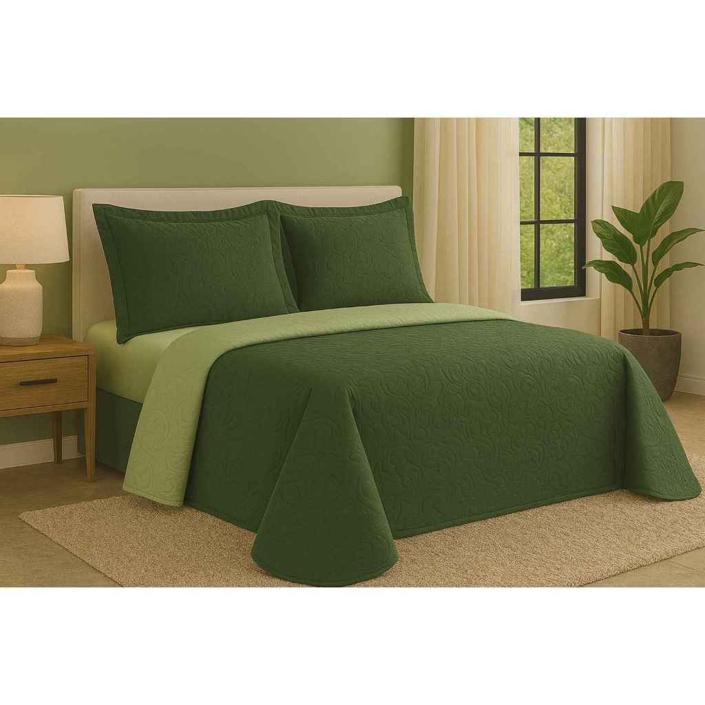 Cobre Leito Casal 3 Peças Colcha Dupla Face 3 Peças Metalado Com Viés em Oferta na Shopee