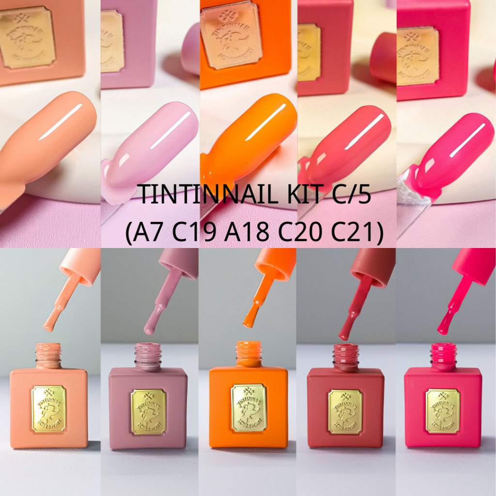 KIT 5 Esmalte Gel  De Unha ANVISA ROSA FREE TPO/DMPT/Outono TONS TINTINNAIL Coleção Love story 12ML