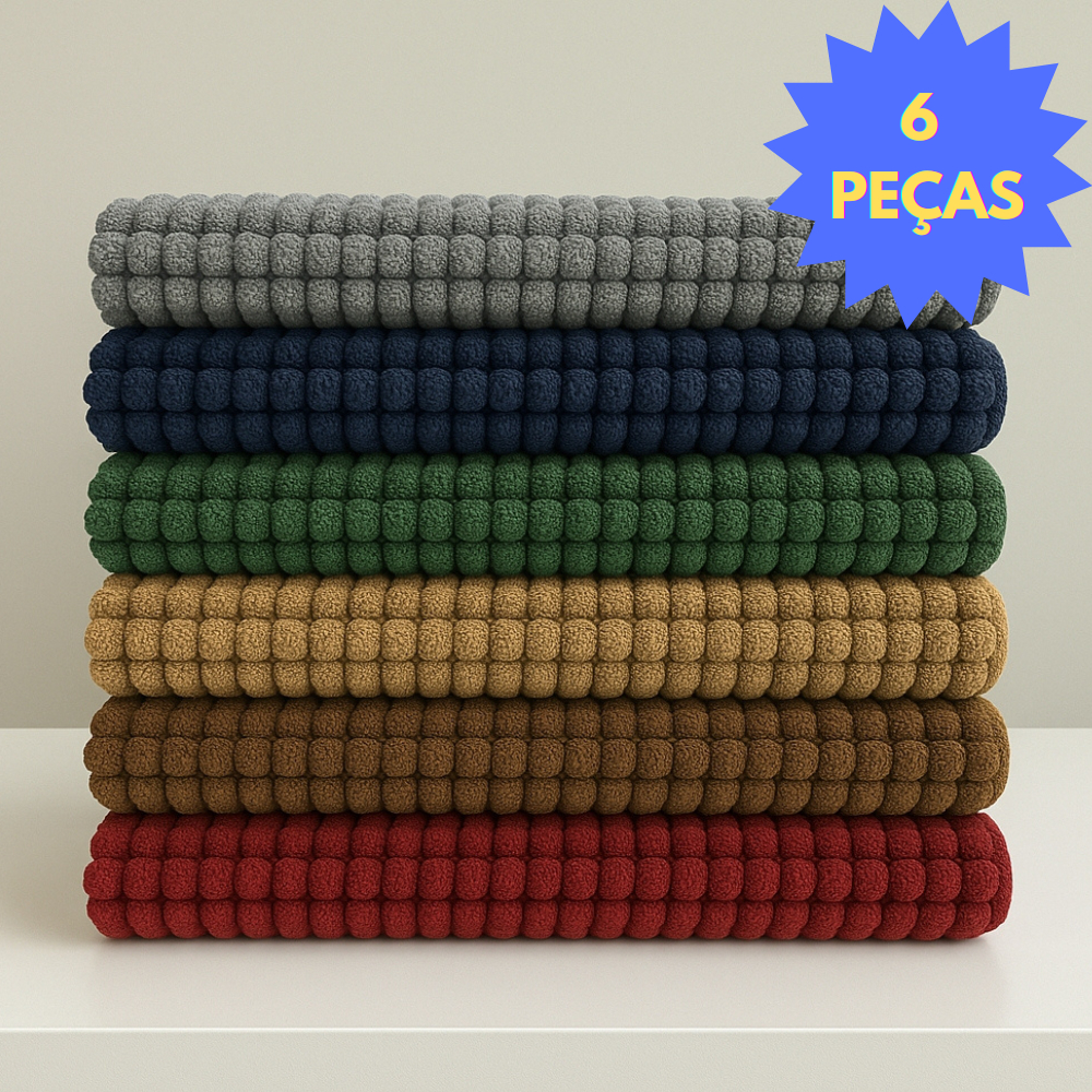 Kit 6 Tapetes de Banheiro 40x60 Antiderrapante Microfibra Bolinha Macarrão