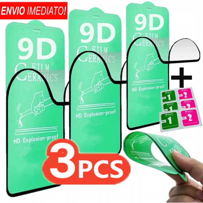 Kit 3 Película Curvada De Cerâmica 3D 9D Para Xiaomi Redmi Note 13 PRO PLUS/14 P
