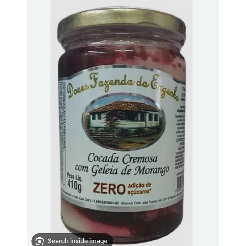 Cocada Cremosa com geleia de morango zero açucar (Doces fazenda do engenho) 410 g