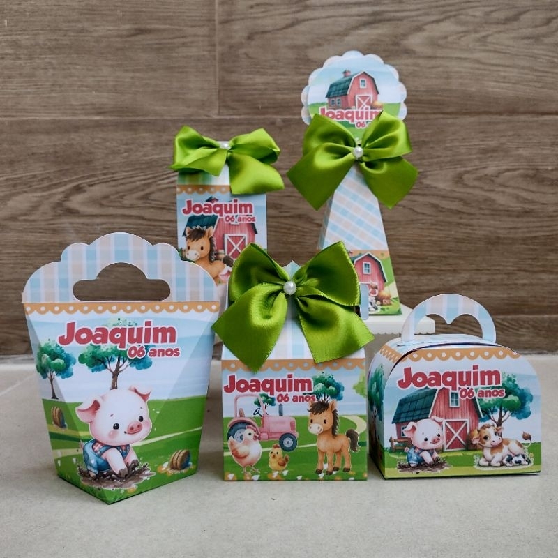 Kit Festa Fazendinha Menino - Lembrancinha Festa Infantil Caixinhas Aniversário