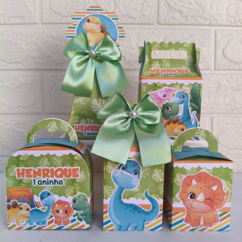 Kit Personalizado Dinossauro Baby Cute - PEGUE E MONTE - Lembrancinha para Aniversário / Caixinhas