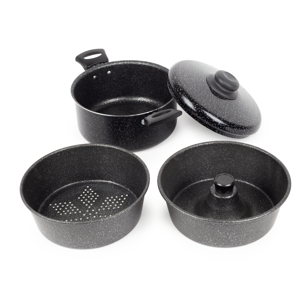 Panela Multiuso 3 Em 1 Forma De Pudim 20Cm Preto Nacional em Oferta na Shopee