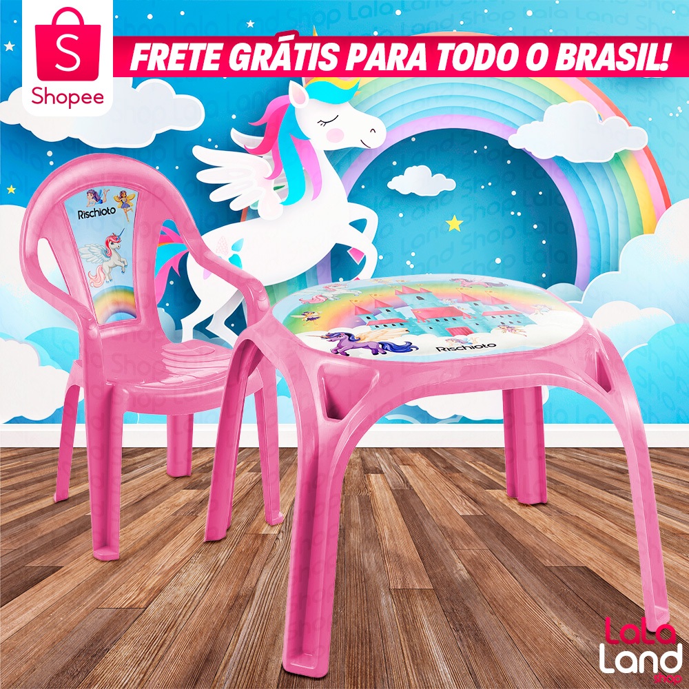Conjunto Mesa Cadeira Infantil Decorada Poltrona Resistente Mesinha Didática Carros Princesa Disney