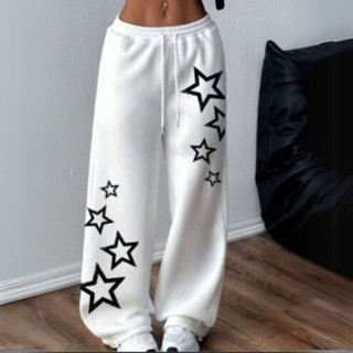Calça Moletom Wide Leg Unissex Estilo Streetwear Confortável Modelo: "Estrelas em Cima e em Baixo" - Novidade Especial em Oferta na Shopee