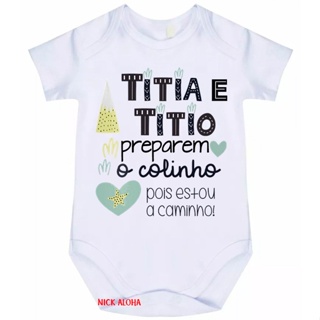 body bebê titia e titio preparem o colinho bebê a caminho 9785 em Oferta na Shopee