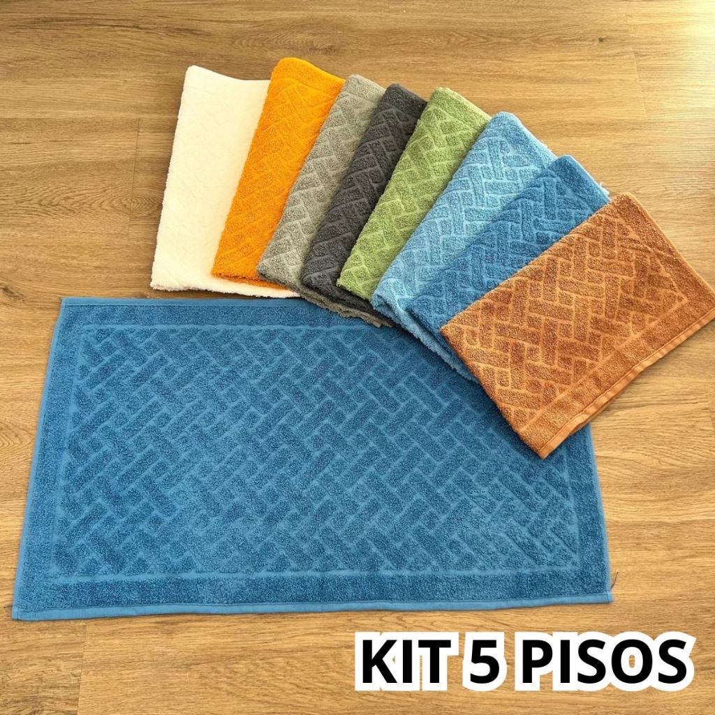 Kit 5 Toalha De Piso Tapete Algodão Atacado Fabrica Felpudo para Banheiro Alta Absorção Hotel Tam 40x75cm em Oferta na Shopee