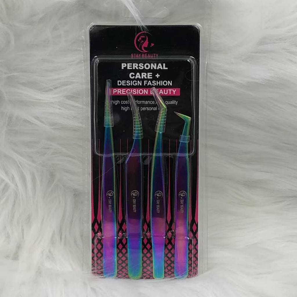 Kit 4 Pincas Curva Curvada Reta Extensao De Cilios Fio A Fio em Oferta na Shopee