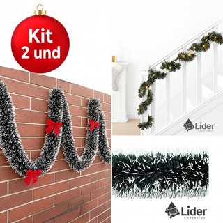 Kit 2 unidades Festão de Natal Nevado Decoração Natalina 9cm 2 Metros Natalino Enfeite Guirlanda arvore