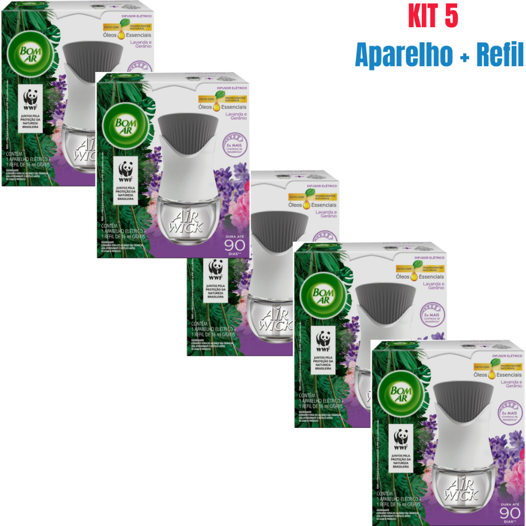 Kit 5 Bom Ar Difusor Elétrico Aparelho + Refil - Fragrância à Sua Escolha em Oferta na Shopee