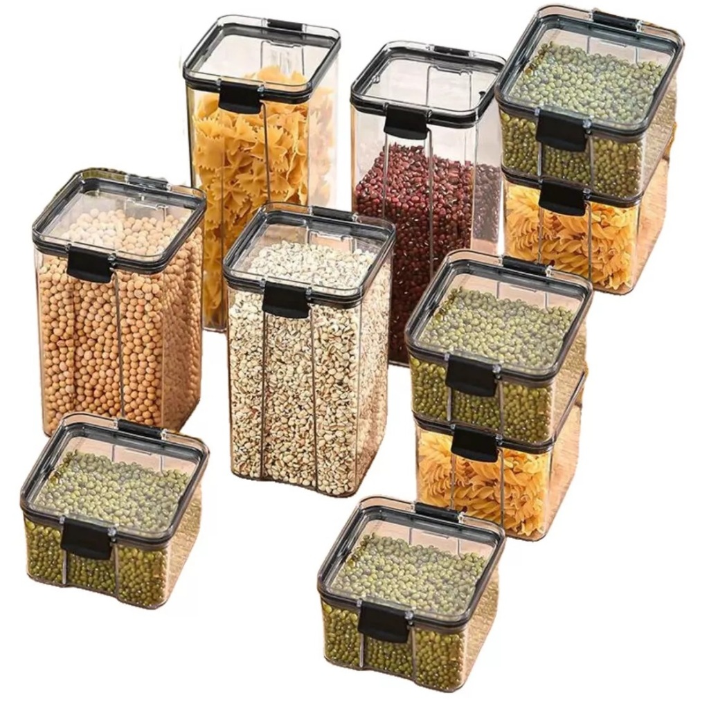 Kit 10 potes Herméticos  Empilháveis Trava Reforçada 100% vedação  completo Resistente Mantimentos sempre conservados em Oferta na Shopee