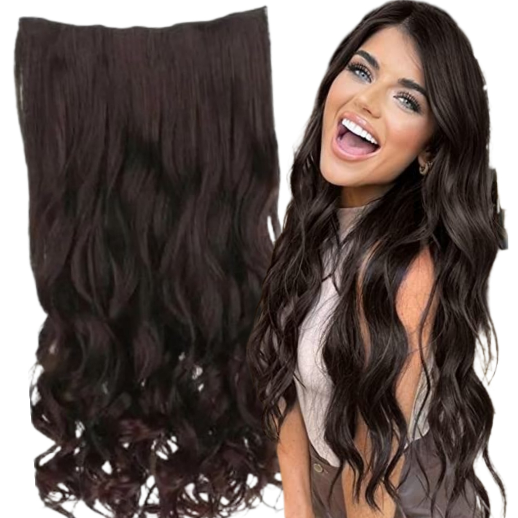 Cabelo Ondulado castanho 69 cm 150 gramas bio vegetal castanho escuro