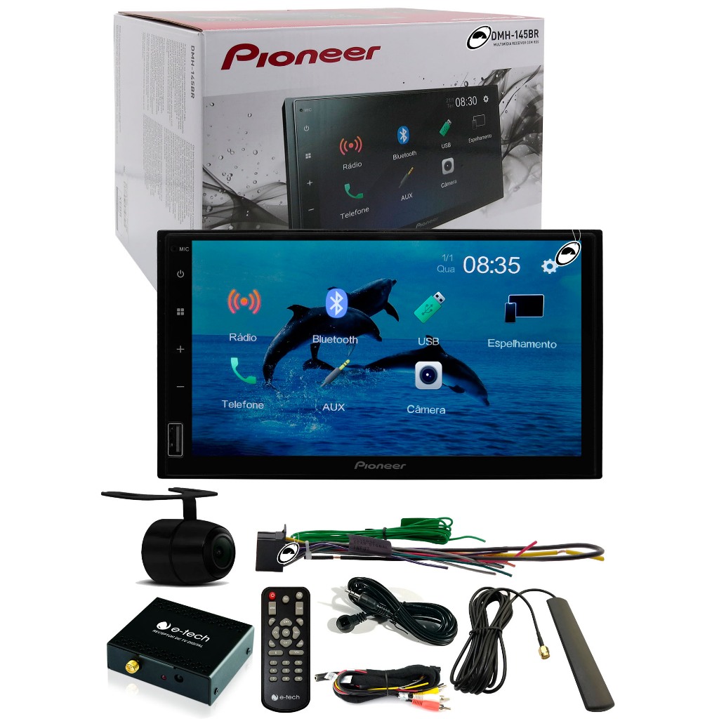Multimídia Pioneer DMH-145BR Bluetooth Espelhamento Android + TV Digital + Câmera Ré