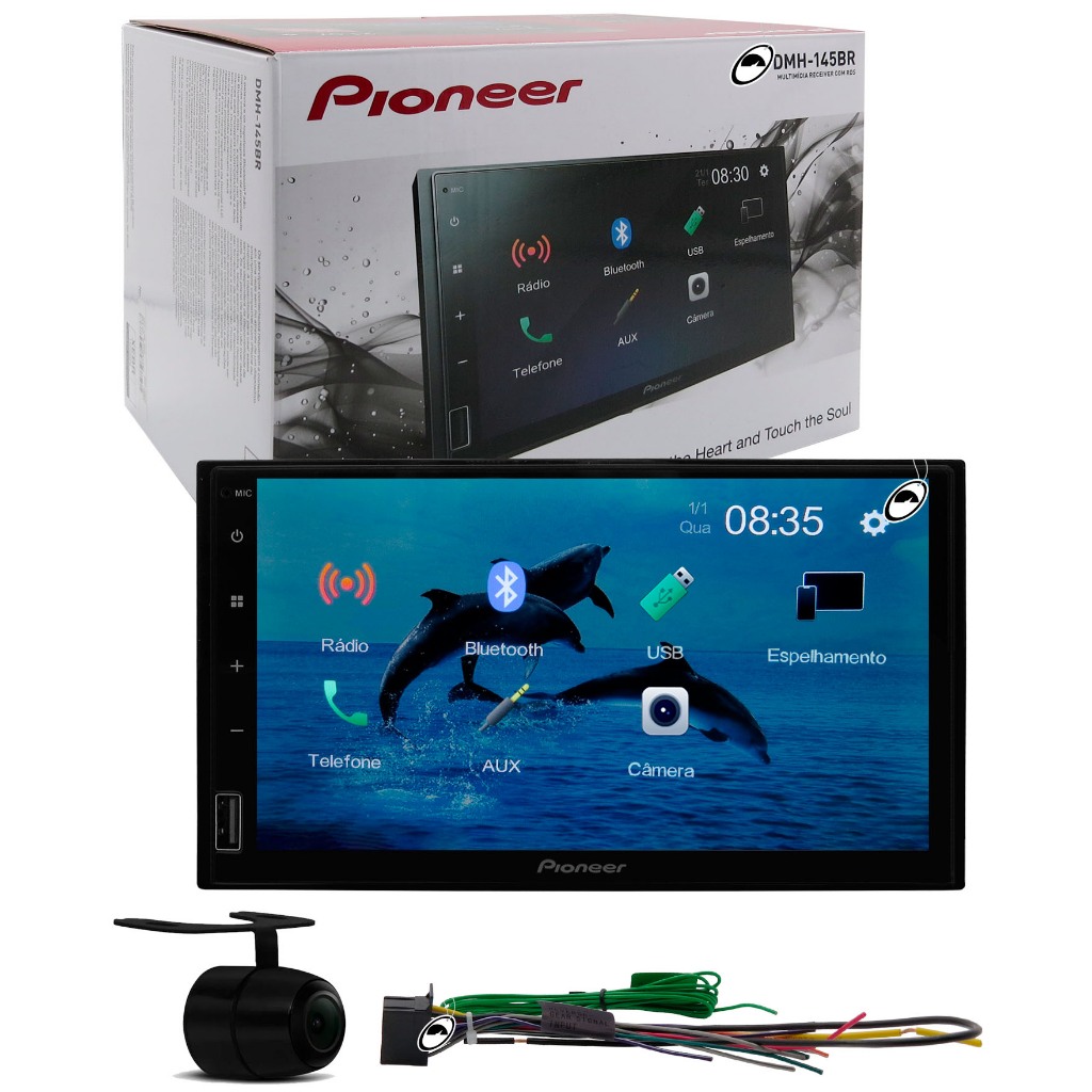 Multimídia Pioneer DMH-145BR Bluetooth Espelhamento Android + Câmera de Ré