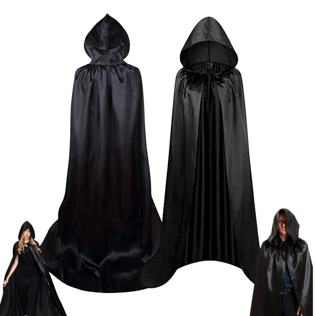 Capa De Halloween c/ Capuz Adulto Luxo Bruxa Vampiro Drácula em Oferta na Shopee