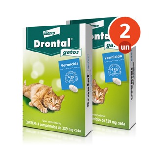 Kit 2 Vermífugo Drontal Gatos 4 Comprimidos para Gatos de até 4kg Elanco em Oferta na Shopee