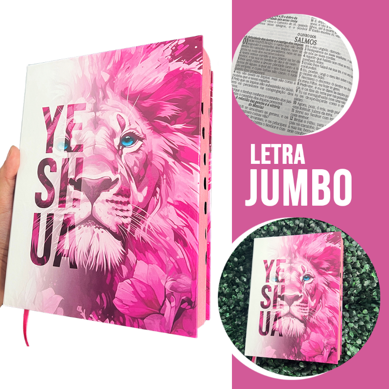 Bíblia Sagrada Ultra Gigante Letra Jumbo Yeshua Rosa Capa Dura Harpa E Índice Versão ARC Evangélica em Oferta na Shopee