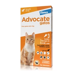Advocate Cat Antipulgas para Gatos de até 4kg Combo de 3 Pipetas de 0,4ml Elanco