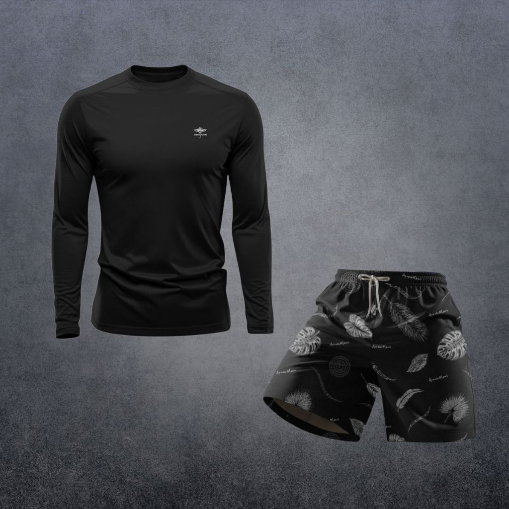 Conjunto Camiseta Manga Longa Dry Fit E Short Estampado