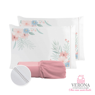Jogo de Lençol Fronha Flor Rosa Estampada Micropercal 400 Fios Ponto Palito - Novidade em Oferta na Shopee