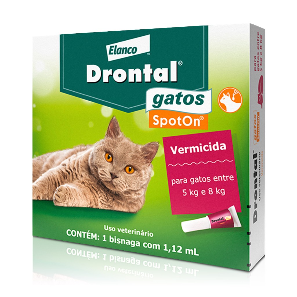 Drontal Spot On Cats 1,12ml para Vermífugo Gatos de 5 a 8kg SpotOn 1 Bisnaga Elanco em Oferta na Shopee