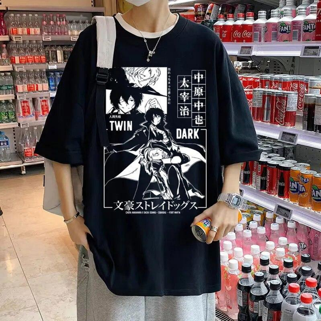Camiseta Algodão Bungo Stray Dogs Anime em Oferta na Shopee