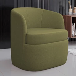 Poltrona Decorativa Giratória Para Sala de Estar Siena K01 Bouclê Verde - Lyam Decor