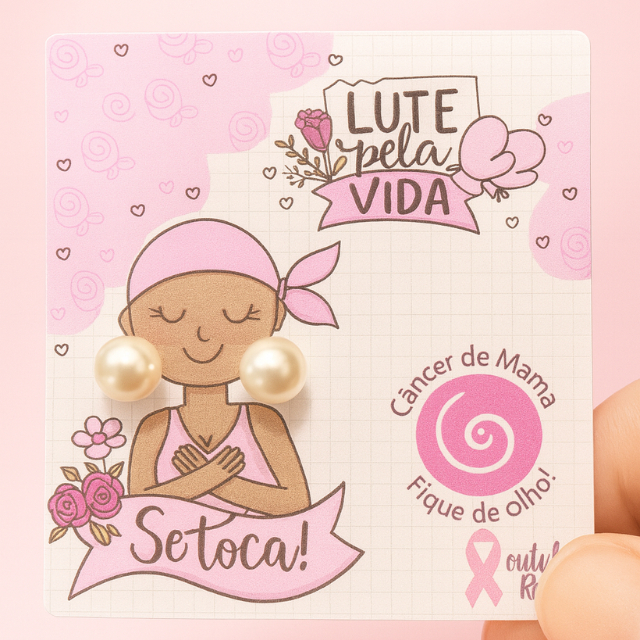 ✨ KIT BRINCOS OUTUBRO ROSA 🎀 Lembrancinha Prevenção | Campanha Outubro Rosa 🎀 Vários Modelos 🎀