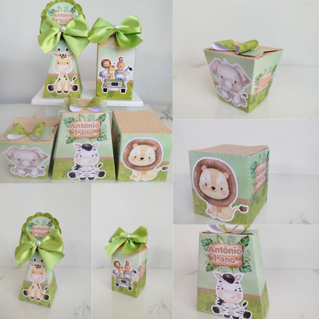 Kit de caixa personalizada Safari - lembracinhas - caixinhas - festa infantil - aniversário - mimo