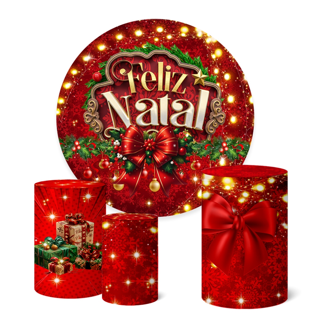 Trio Capas Cilindro + Painel Sublimado 1,50m Natal