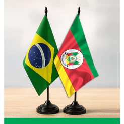 kit Bandeira de mesa enfeite Brasil Estado Rio Grande do Sul RS - decoração gaúcha - times gauchos