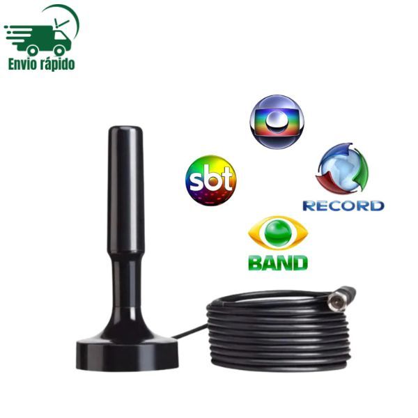 Antena Cabo Digital Interna E Externa 4K Analógico Portátil Longo Alcance Amplificada Com Full Hd