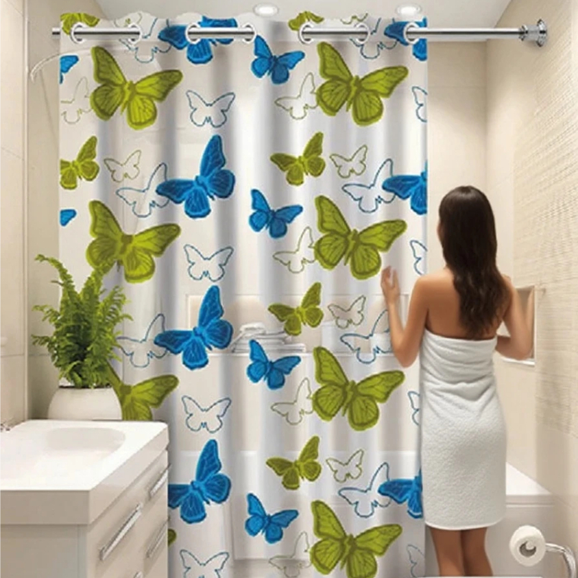 Cortina Box de Banheiro Anti Mofo Impermeável 100% PVC Reforçado C\Ilhós Tamanho 1,38m x 1,98m Fácil Instalação