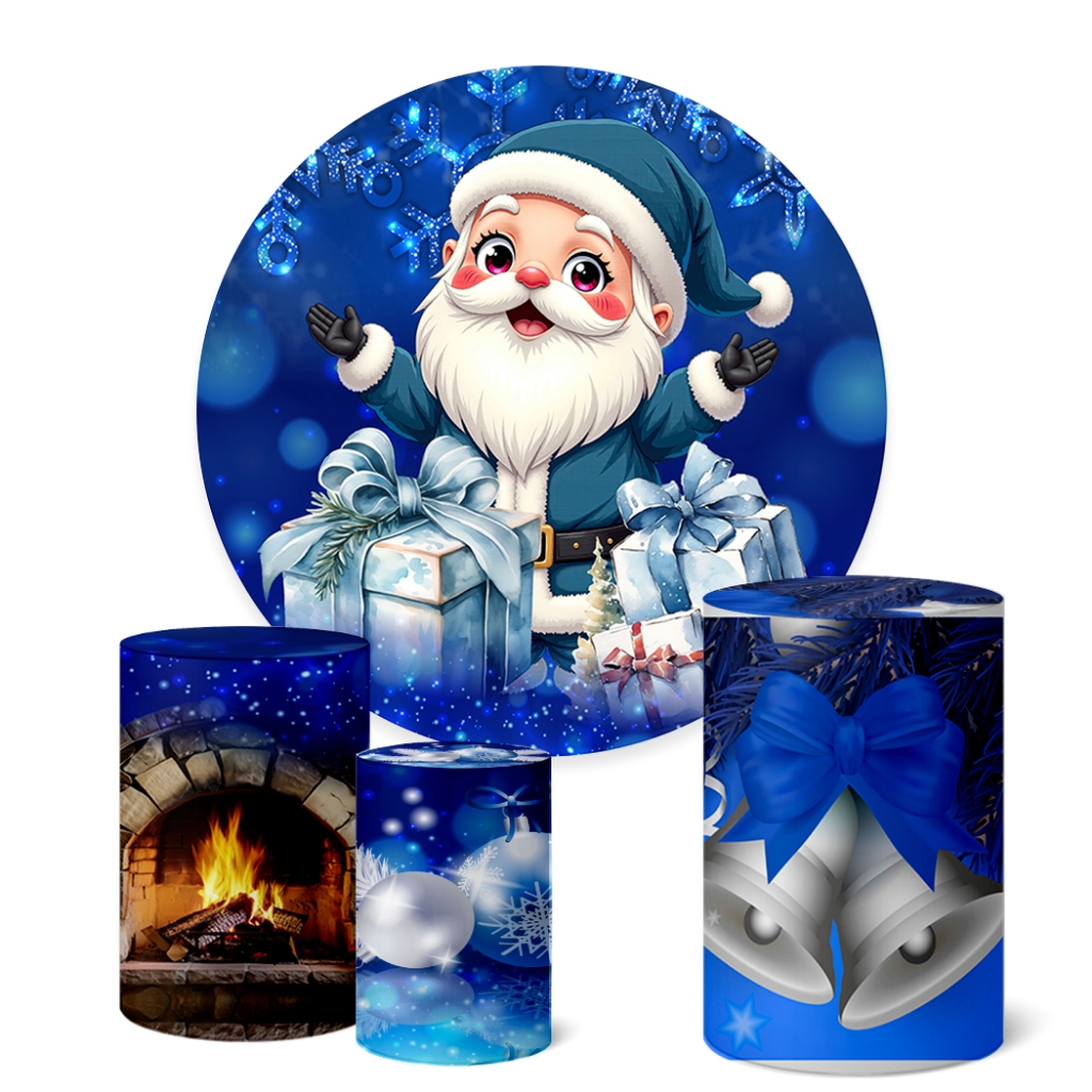 Trio Capas Cilindro + Painel Festa Sublimado 1,50m Natal