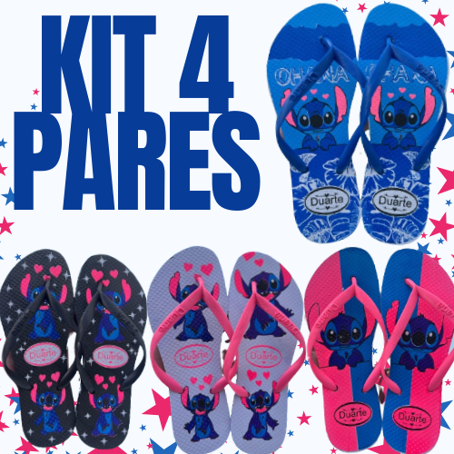Kit 4 Pares de Chinelo Sandália Feminino Adulto Stichi Promocao